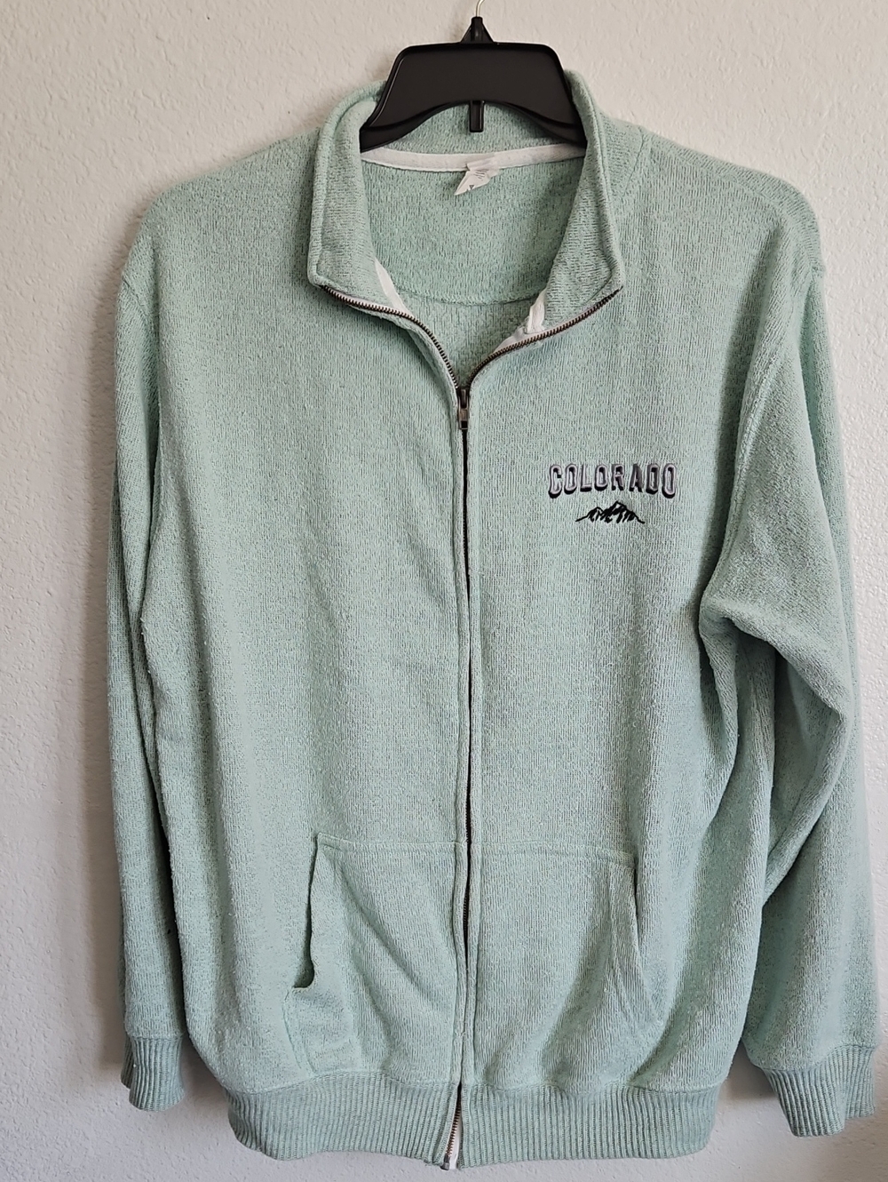 Colorado Embroidered Mint Green Zip-Up Fleece Jacket